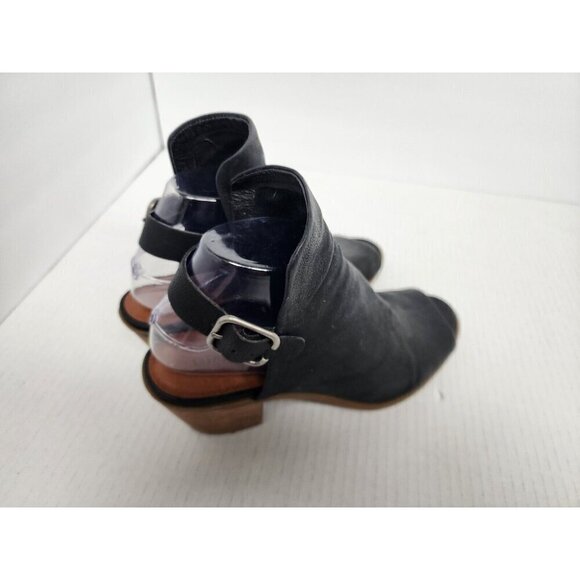 Lucky Brand Women's Keralin Black Leather Suede Wedge Slingback Strap Sandal 7.5 - Picture 3 of 8